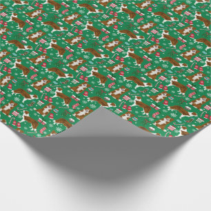 Brown Border Collie Dog Christmas Wrapping Paper
