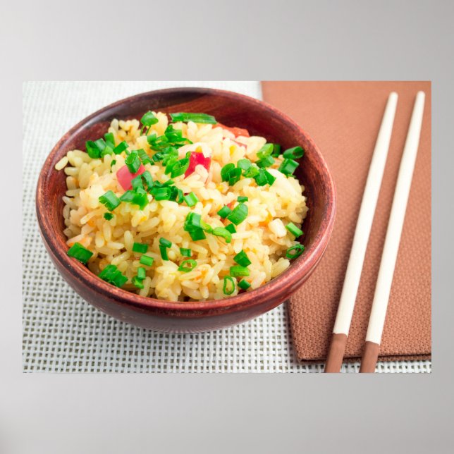 Brown bowl with a portion of cooked rice poster (Front)