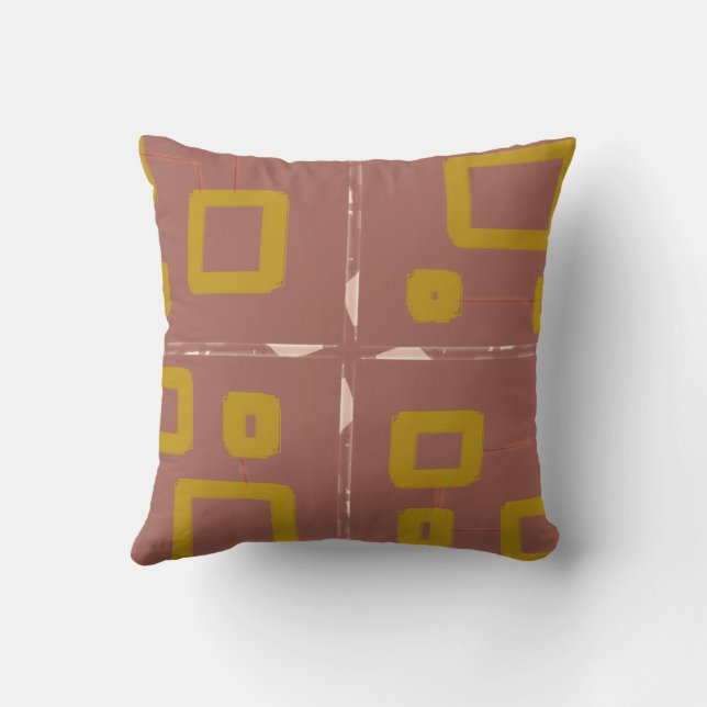 Brown Box Geometric Throw Pillow (Back)