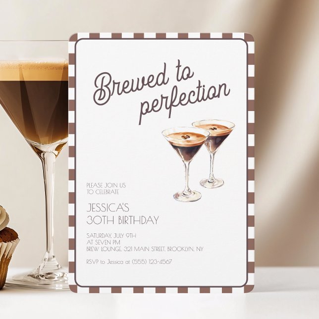 Brown Brewed Espresso Martini 30th Birthday Party Invitation (Brown Brewed Espresso Martini 30th Birthday Party Invitation)