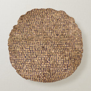 Brown brick block round cushion