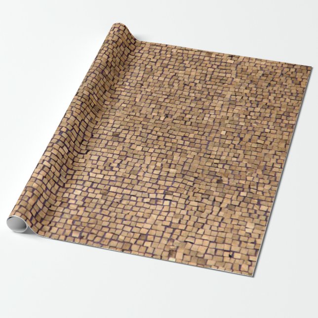 Brown brick block wrapping paper (Unrolled)