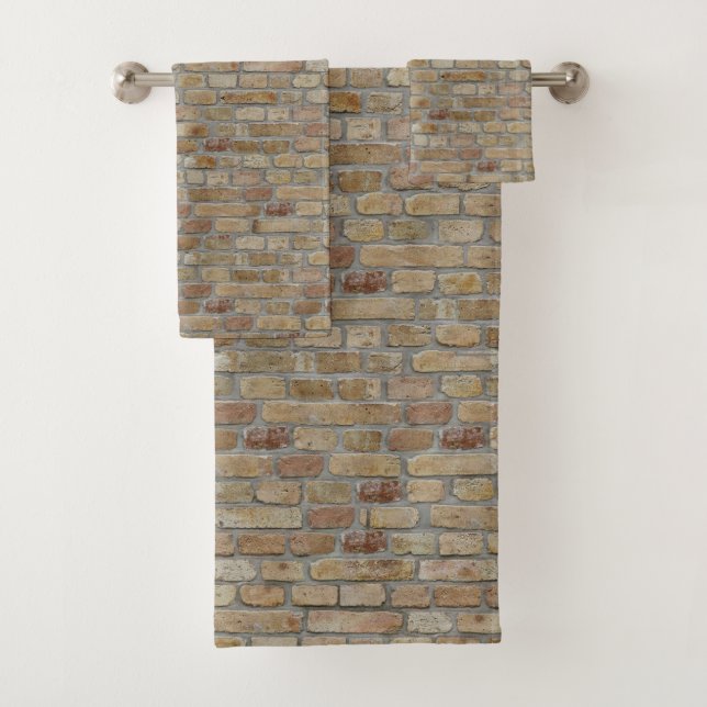 Brown Brick Wall A Novelty Design  Bath Towel Set (Insitu)