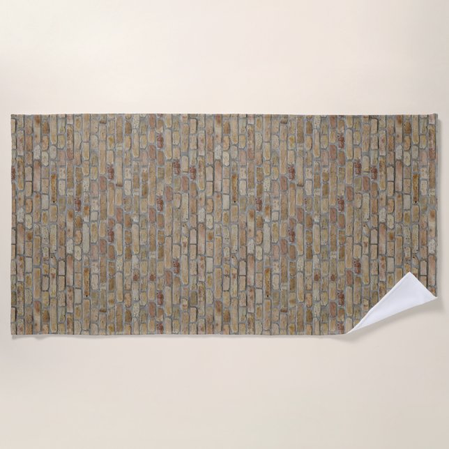 Brown Brick Wall A Novelty Design  Beach Towel (Front)