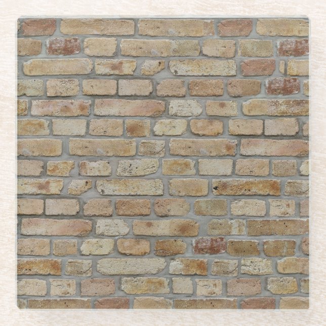 Brown Brick Wall A Novelty Design  Glass Coaster (Front)