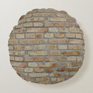 Brown Brick Wall A Novelty Design Round Cushion