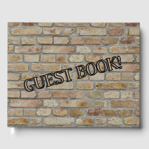 Brown Brick Wall A Novelty Design Text Date Guest Book
