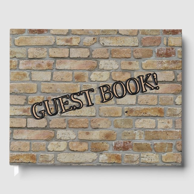 Brown Brick Wall A Novelty Design Text Date  Guest Book (Front)