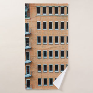 Brown brick wall building bath towel