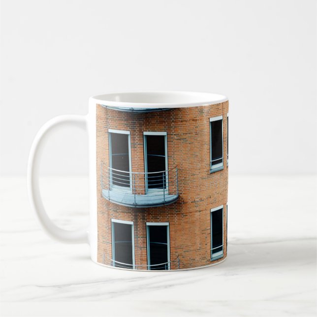 Brown brick wall building coffee mug (Left)