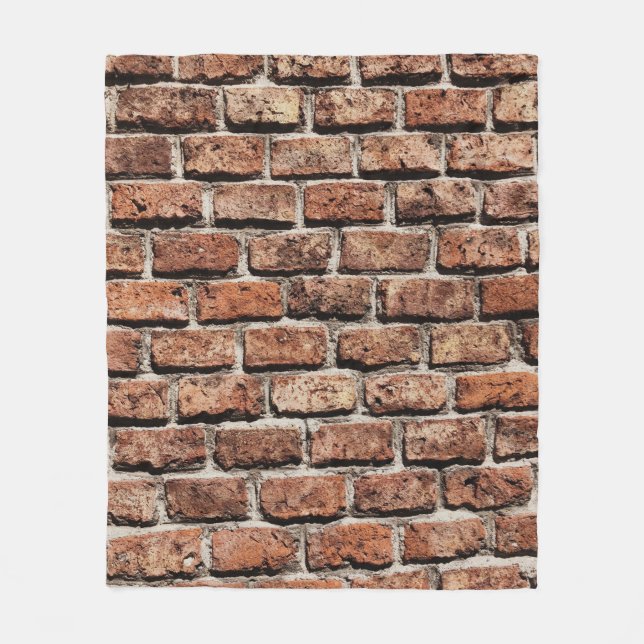 Brown brick wall on daylight fleece blanket (Front)