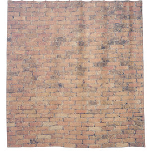 Brown brick wall photography shower curtain