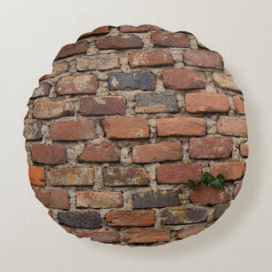 Brown brick wall round cushion