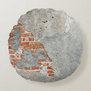 Brown brick wall round cushion