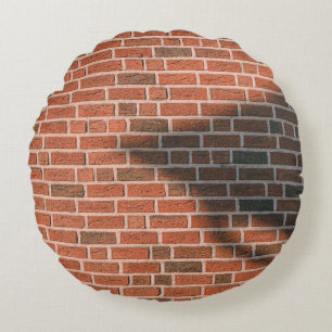 Brown brick wall round cushion