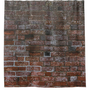 Brown brick wall shower curtain