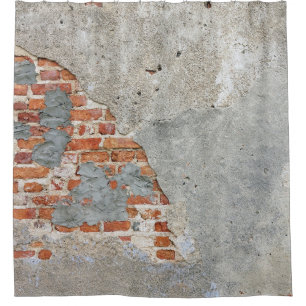 Brown brick wall shower curtain