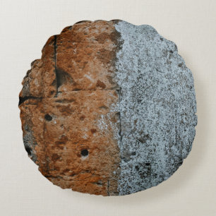 Brown bricked wall round cushion