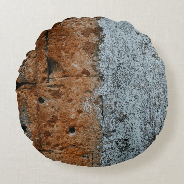 Brown bricked wall round cushion (Front)