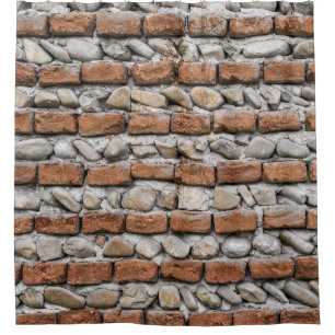 Brown bricks wall shower curtain