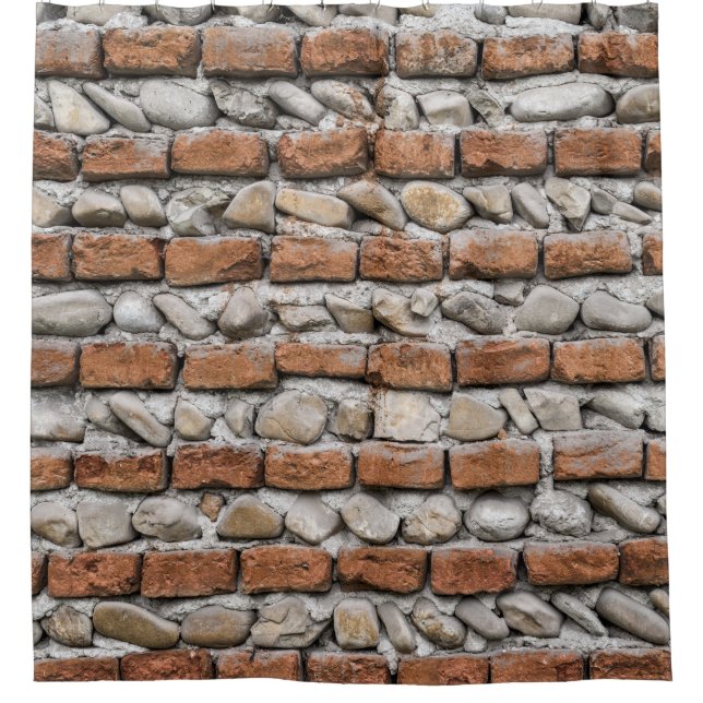 Brown bricks wall shower curtain (Front)