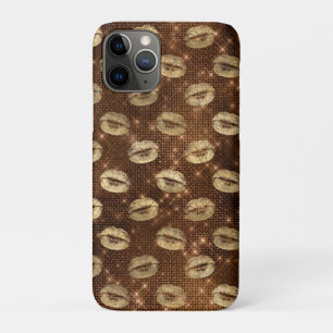 Brown Bronze Bright Golden Lips Sensual Kisses iPhone 11 Pro Case