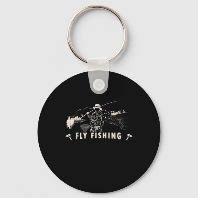 Brown Brook Trout Fly Fishing Gift Fisherman Line Key Ring (Front)