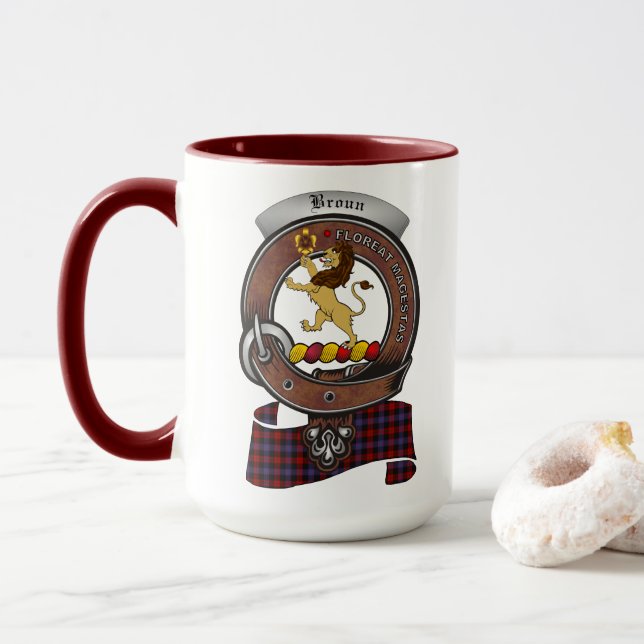 Brown/Broun Clan Badge Combo 15oz Mug (With Donut)