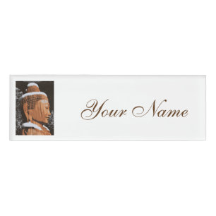 brown buddha head name tag