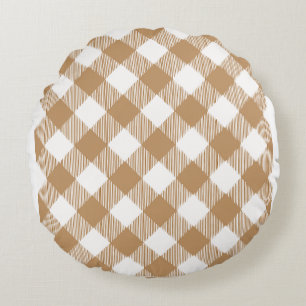 Brown Buffalo plaid Round Cushion