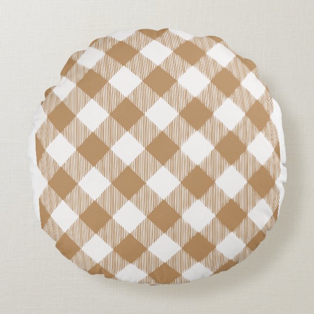 Brown Buffalo plaid  Round Cushion (Front)