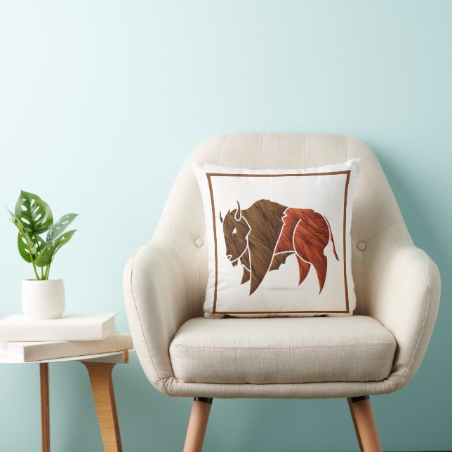 Brown Buffalo  Throw Pillow (Chair)