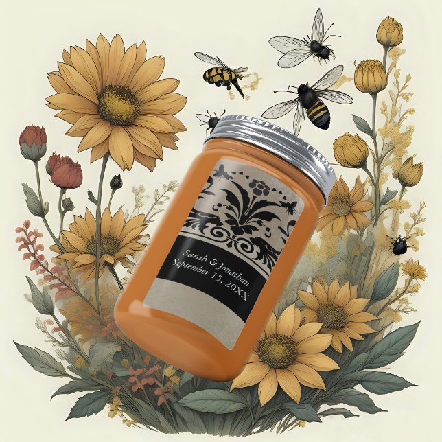 Brown Bumble Bee Damask Save the Date (Creator Uploaded)