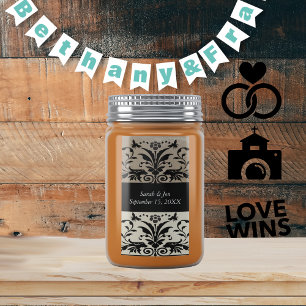 Brown Bumble Bee Damask Save the Date Label