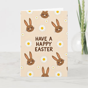 Brown Bunny Easter Pattern Card