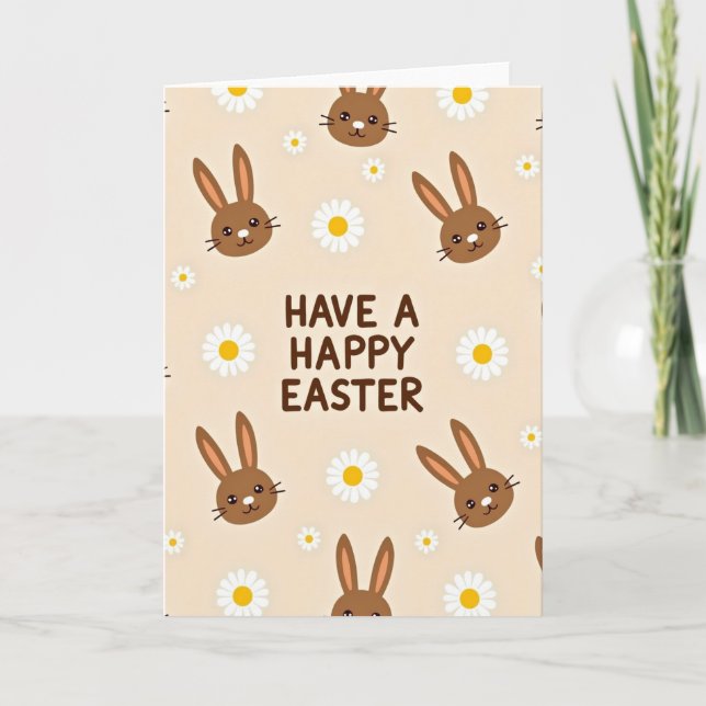 Brown Bunny Easter Pattern Card (Front)