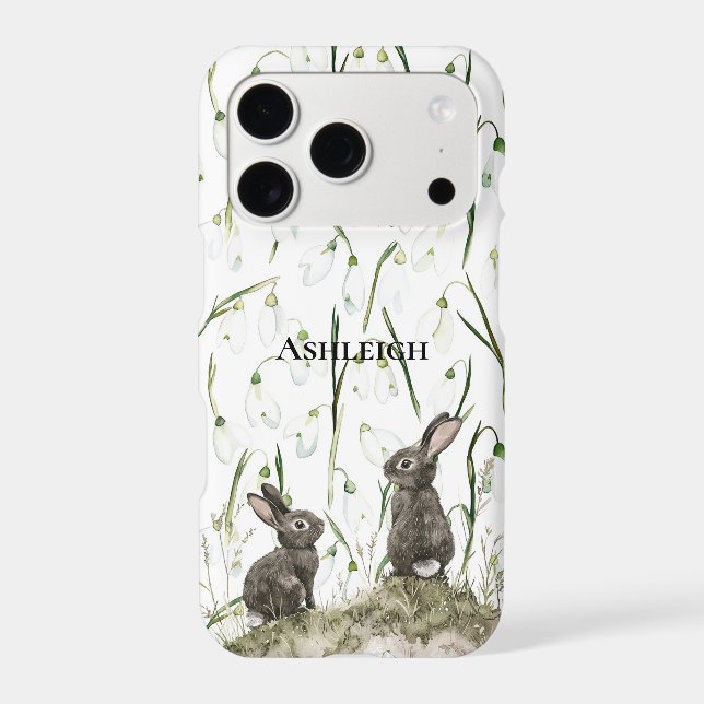 Brown Bunny Rabbits White Floral (Back)
