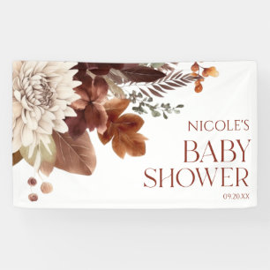 Brown Burgundy Baby In Bloom Floral Baby Shower Banner