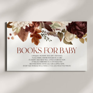Brown Burgundy Floral Baby Shower Books For Baby Enclosure Card