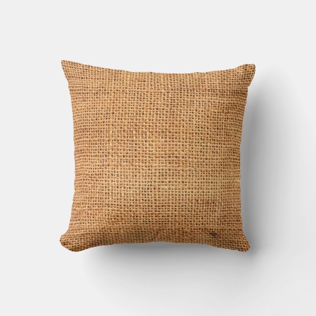 Brown burlap cloth background or sack cloth cushion (Front)