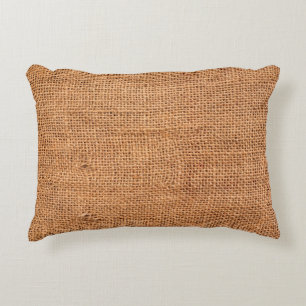 Brown burlap cloth background or sack cloth decorative cushion