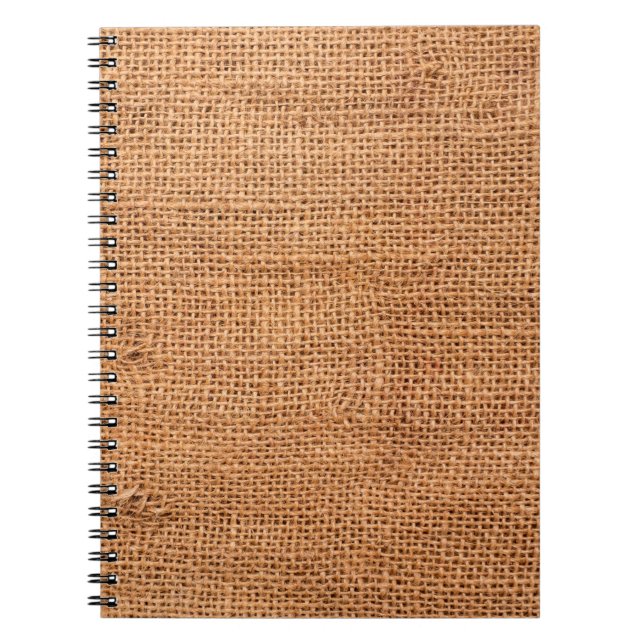 Brown burlap cloth background or sack cloth notebook (Front)