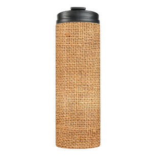 Brown burlap cloth background or sack cloth thermal tumbler