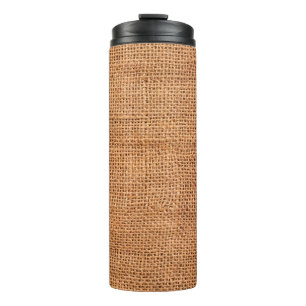 Brown burlap cloth background or sack cloth thermal tumbler