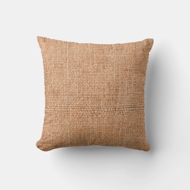 Brown burlap laying on white sheet. Abstract backg Cushion (Front)