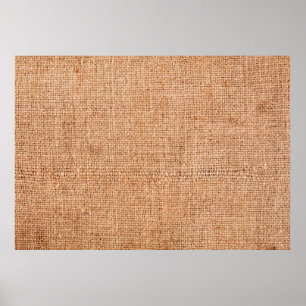 Brown burlap laying on white sheet. Abstract backg Poster