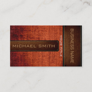 Brown Burlap Linen Rustic Jute Look Leather Business Card