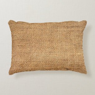 Brown Burlap Sack: Textured Cloth Background Decorative Cushion