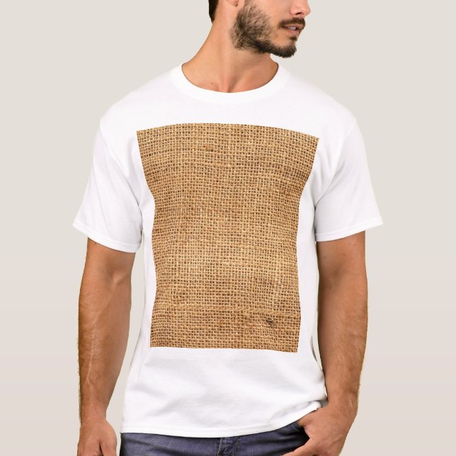 Brown Burlap Sack: Textured Cloth Background T-Shirt (Front)