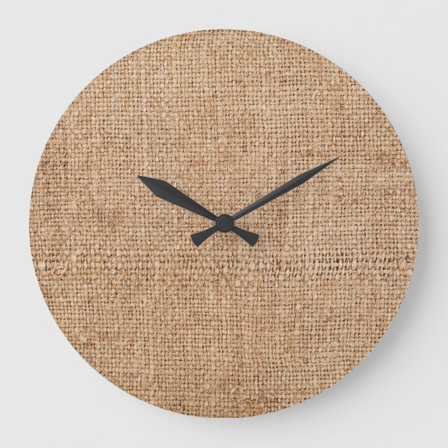 Brown burlap texture, rustic sackcloth. large clock (Front)